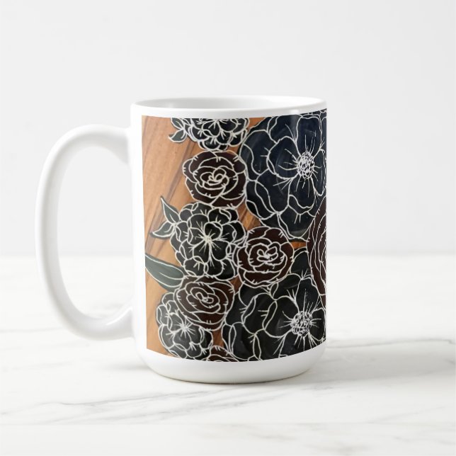 Dark Floral Coffee Tasse (Links)