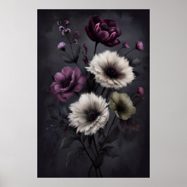 Dark Floral Elegante - Moody Botanical Art Poster