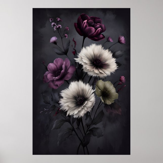 Dark Floral Elegante - Moody Botanical Art Poster (Vorne)