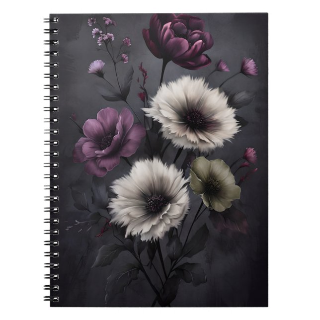 Dark Floral Elegante - Moody Botanical Art Poster Notizblock (Vorderseite)