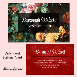 Dark Floral & Fruit Business Card Design Visitenkarte