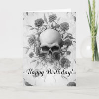 Dark Floral Gothic Rose Skull Geburtstag