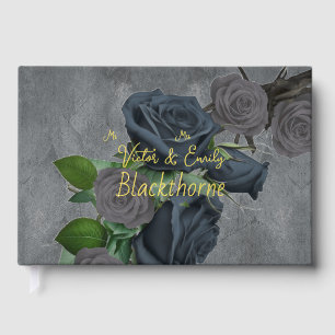 Dark Floral Gothic Style Wedding Foil Gästebuch