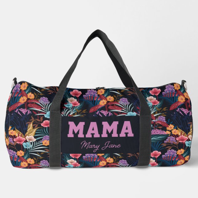 Dark Floral Mama Delivery Travel Gym Duffle Bag (Vorderseite)