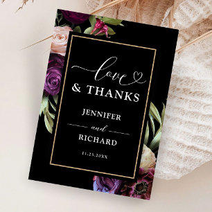 Dark Floral Moody Wedding danke Ihnen Karten