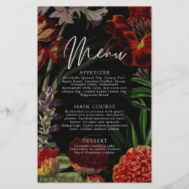 Dark Floral Moody Wedding Menu
