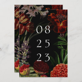 Dark Floral Moody Wedding Save The Date