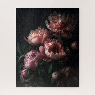 Dark Floral Peonies Dutch Master Oil Painting Puzzle