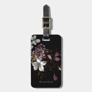 Dark Floral Personalisiert Name Gepäckanhänger