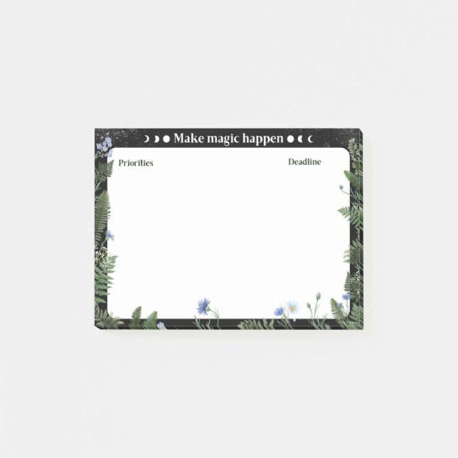 Dark Floral Productivity Post-it Sticky Note Klebezettel (Vorderseite)