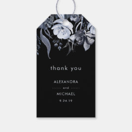 Dark Floral | Schwarze Aquarellfarben-Gastgeschenk Geschenkanhänger