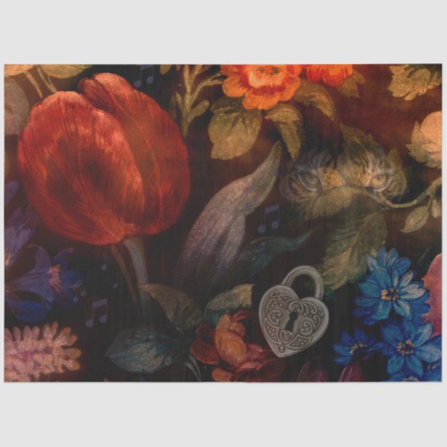 Dark Floral Tiger Tulip Seidenpapier (Vorderseite)