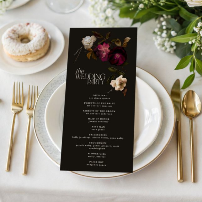 Dark Floral Wedding Program Elegant Burgundy (Von Creator hochgeladen)