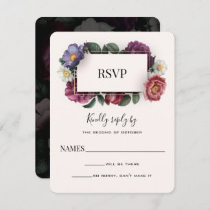 Dark Florals Modern Wedding Repcard
