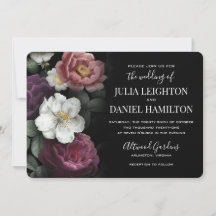 Dark Florals Moderne Hochzeitseinladung
