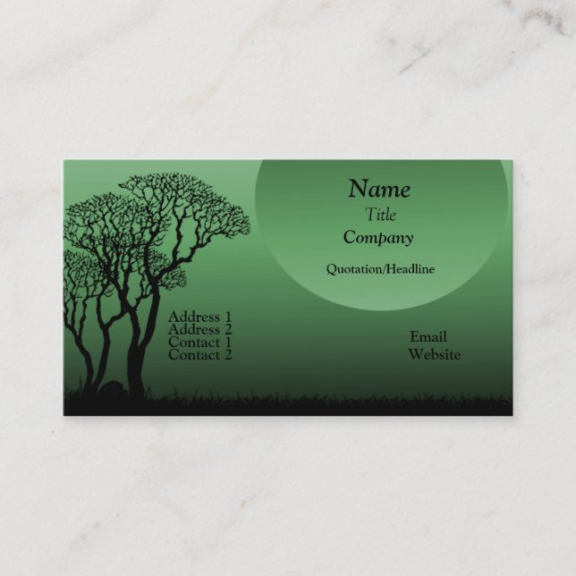 Dark Forest Business Card, Forest Green Visitenkarte (Vorderseite)
