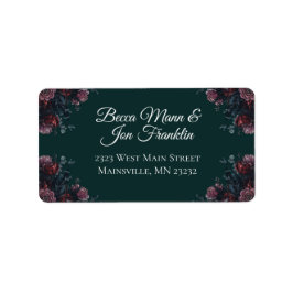 Dark Forest Green Elegant Wedding Maroon Mauve Adressaufkleber