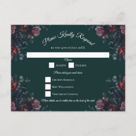 Dark Forest Green Elegant Wedding Maroon Mauve Feiertagspostkarte