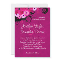 Dark Fuchsia Floral 5" x 7" Einladungen für Hochze