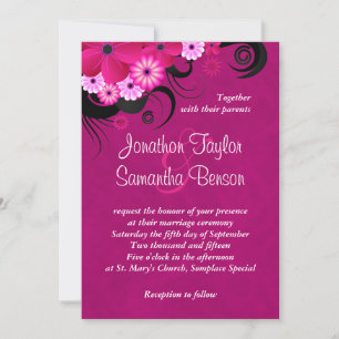Dark Fuchsia Floral 5" x 7" Einladungen für Hochze