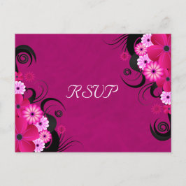 Dark Fuchsia Floral Wedding RSVP Replik Cards Einladungspostkarte