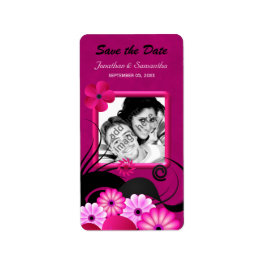 Dark Fuchsia Foto Save the Date für Labels Adressaufkleber