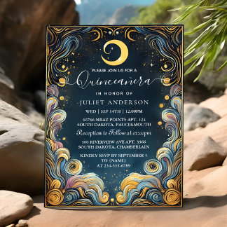 Dark Fun Star Prom Starry Night Sky Quinceanera Einladung