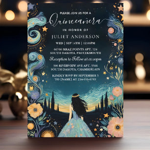 Dark Fun Star Prom Starry Night Sky Quinceanera Einladung