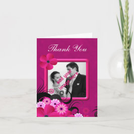 Dark Fuschia Wedding Vielen Dank Foto Note Card Dankeskarte