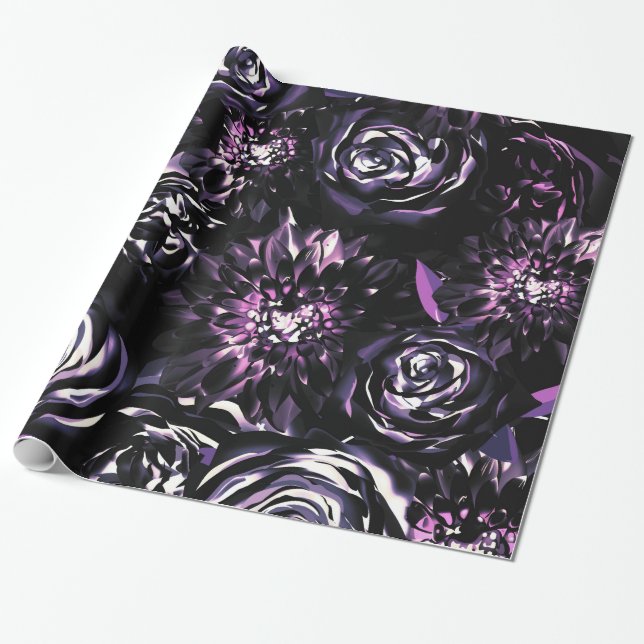 Dark Garden Bewitching Lila Glam Blume Hochzeit Geschenkpapier (Ungerollt)