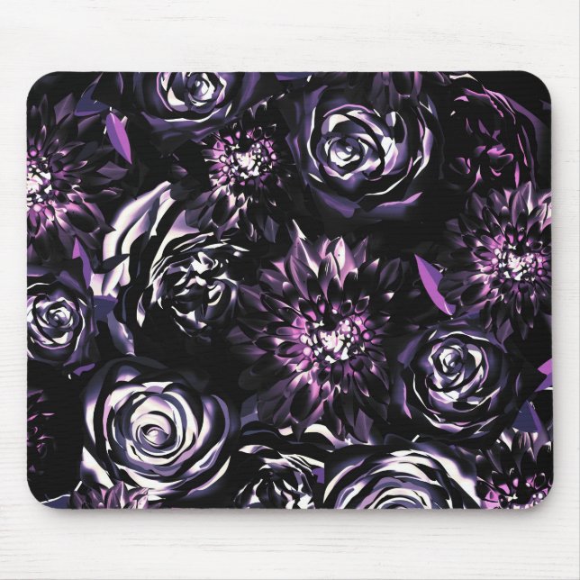 Dark Garden Bewitching Lila Glam Blume Mousepad (Vorne)