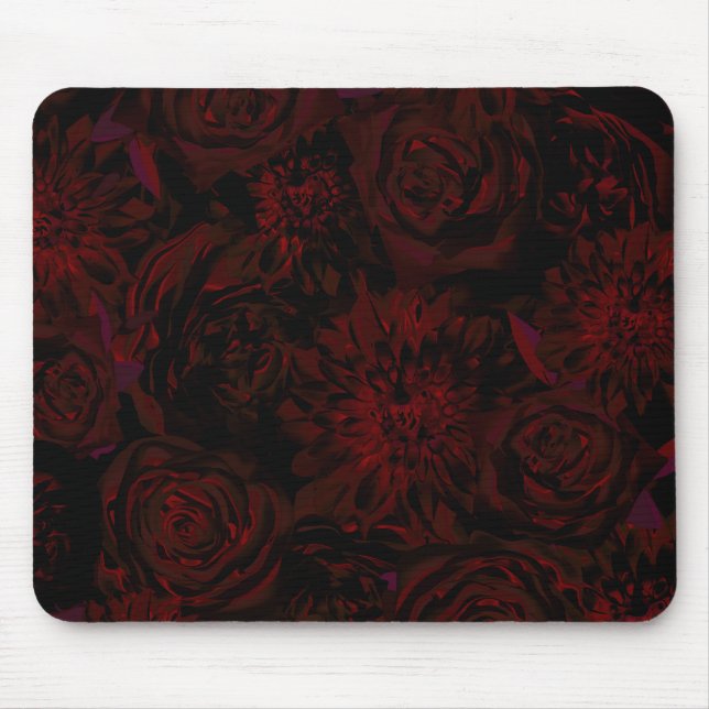 Dark Garden Rote Romantische Blume Gothic Glam Mousepad (Vorne)