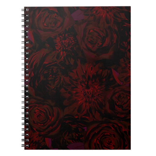 Dark Garden Rote Romantische Blume Gothic Glam Notizblock (Vorderseite)