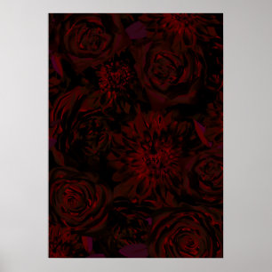 Dark Garden Rote Romantische Blume Gothic Glam Poster