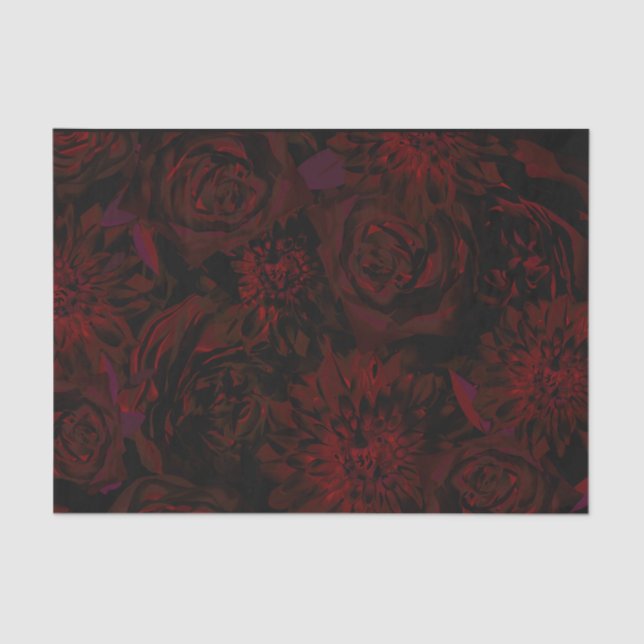 Dark Garden Rote Romantische Blume Gotische Hochze Seidenpapier (Vorderseite)