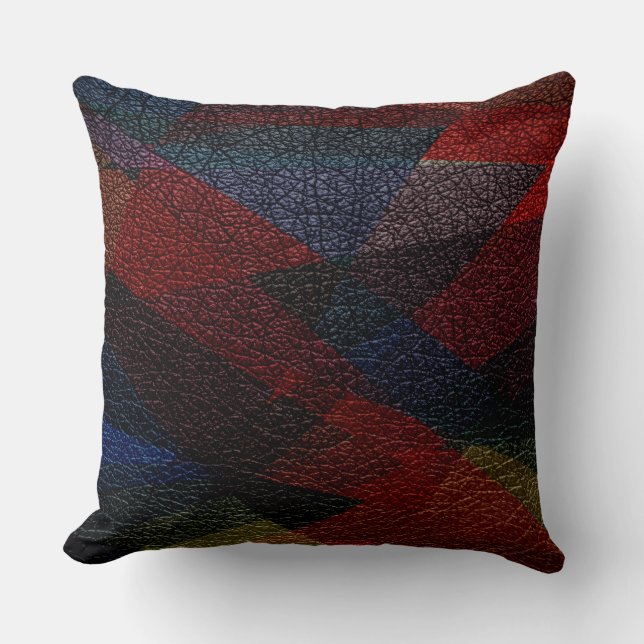 Dark Geometric Leather Look Kissen (Vorderseite)