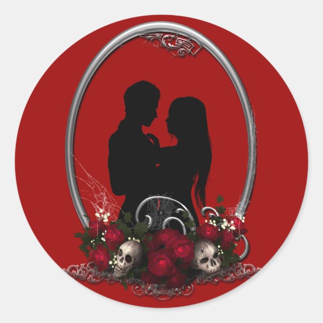 Dark Gewerkschaft Vampire Goth Wedding Runder Aufkleber (Vorderseite)