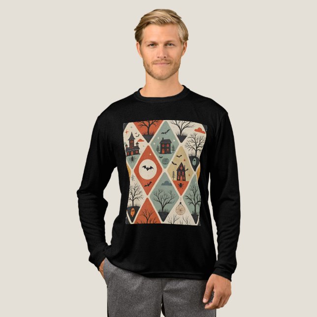 Dark ghost pattern Tri-Blend shirt (Volle Vorderseite)