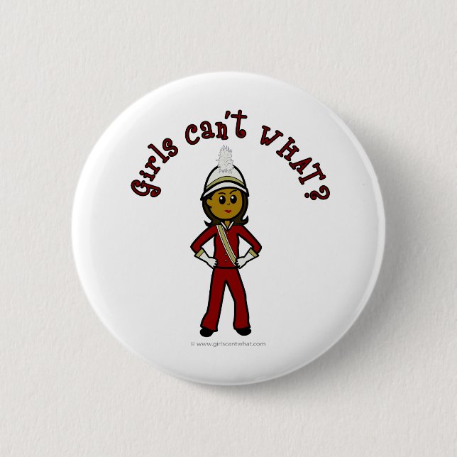 Dark Girl in Red Marching Band Uniform Button (Vorderseite)