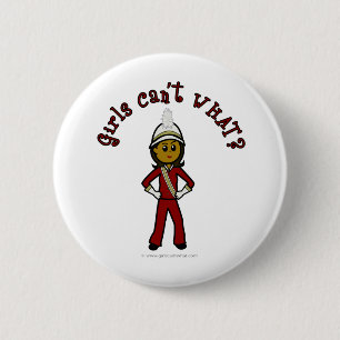 Dark Girl in Red Marching Band Uniform Button