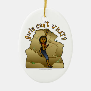 Dark Girl Rock Climber Keramikornament
