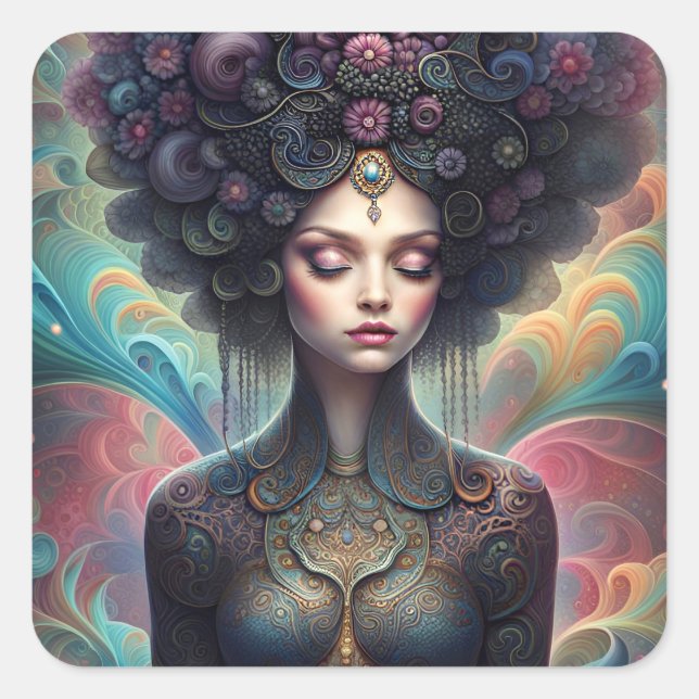 Dark Goddess Quadratischer Aufkleber (Vorderseite)