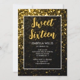 Dark Gold Glitzer Glitzern Sweet 16 elegante Drehb Einladung