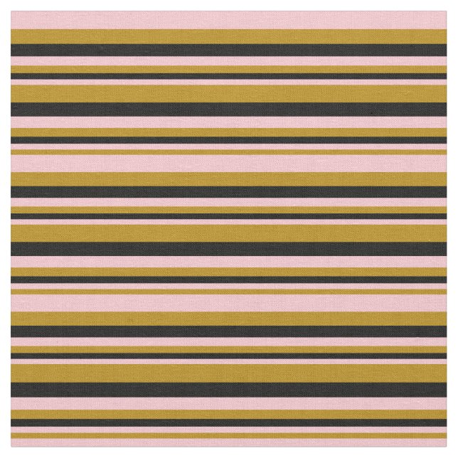 Dark Goldenrod, Pink & Black Lines Muster Stoff (Nahaufnahme)
