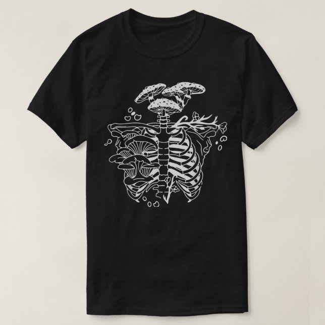 Dark Goth Mushroom Skeleton, Magical Mushroom Lieb T-Shirt (Design vorne)