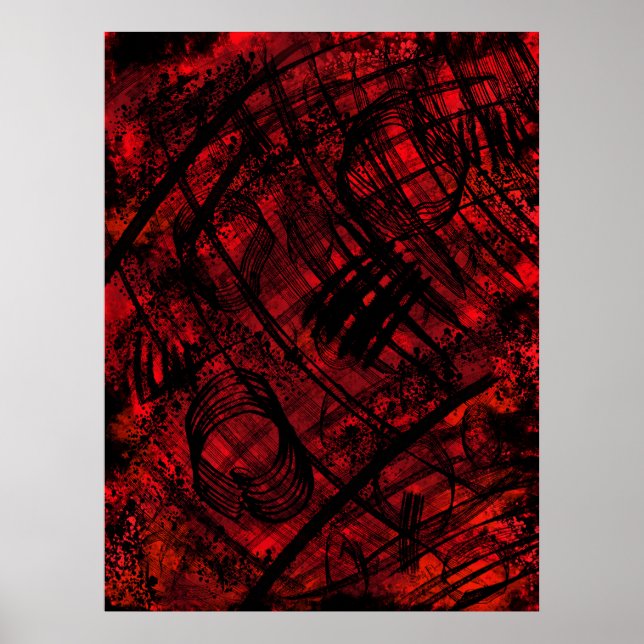 Dark Gothic Abstract Wall Art Red and Black Poster (Vorne)