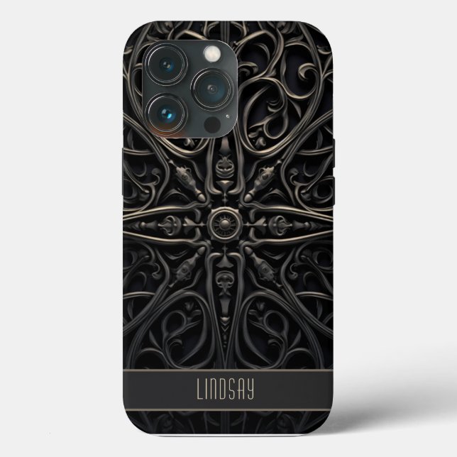 Dark Gothic Black & Bronze Filigree Case-Mate iPhone Hülle (Rückseite)