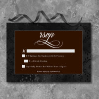 Dark Gothic Black Floral Satin Damask Brown