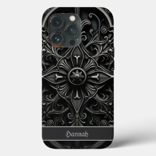 Dark Gothic Black & Gray Filigree Medallion Case-Mate iPhone Hülle