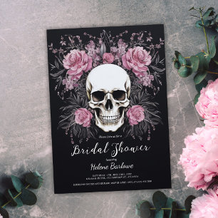 Dark Gothic Floral Black Brautparty Einladung